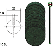 Trennscheiben, Ø 22 mm, 10 Stück + 1 Träger