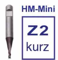 2,0 mm Vollhartmetall-Mini-Schaftfräser kurz, 2...