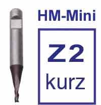 0,2 mm Vollhartmetall-Mini-Schaftfräser kurz, 2 Schneiden